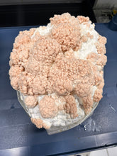 Load image into Gallery viewer, A large, bumpy, coral-like mineral specimen or fungus-like cluster in pale peach-beige tones with white areas, photographed on a dark tabletop.