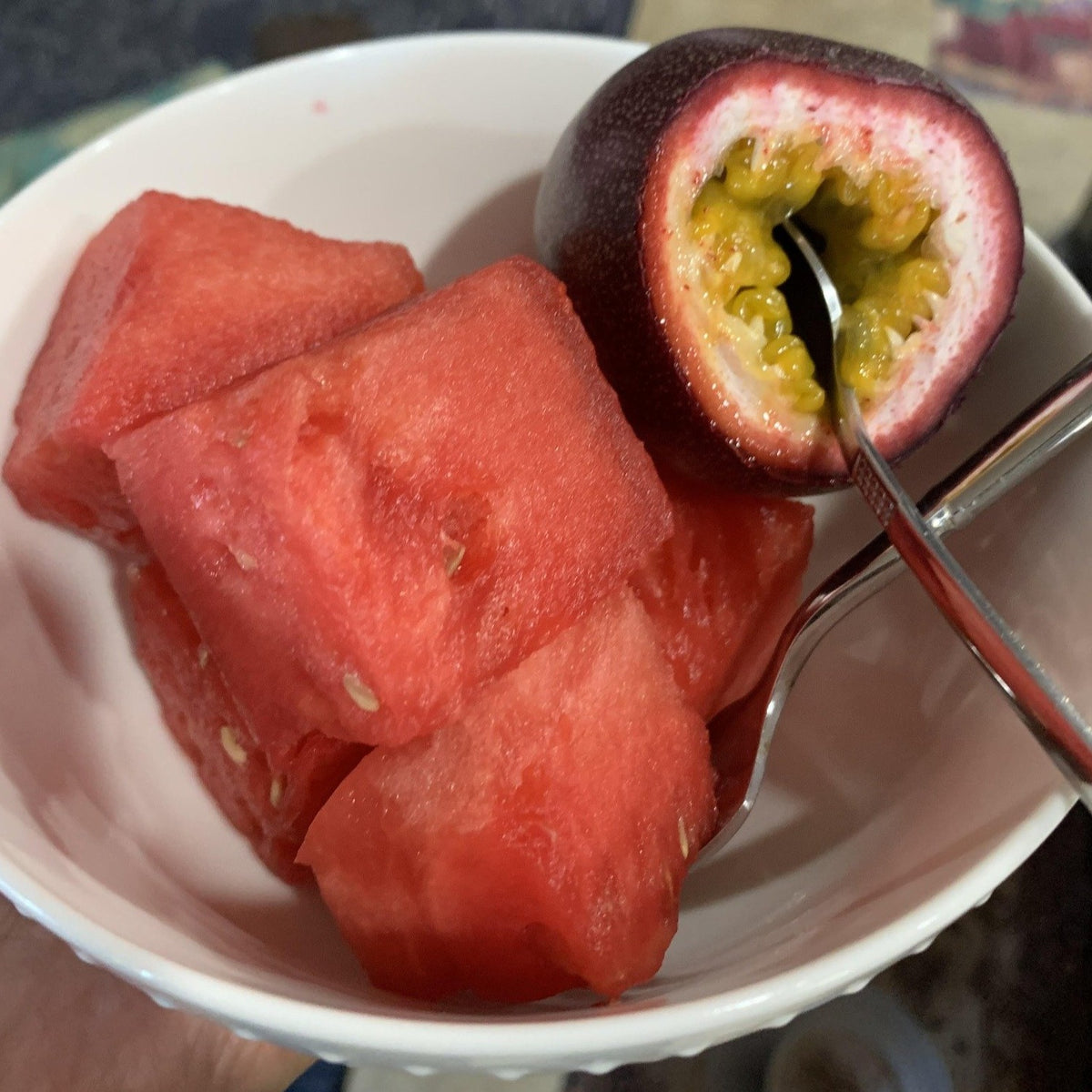 Passion fruit passiflora edulis salad with watermelon sweet and sour