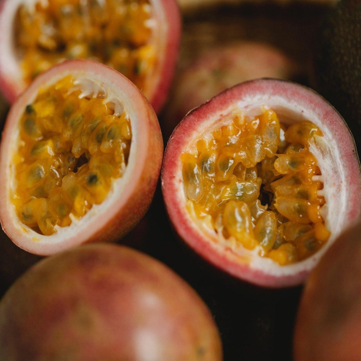 Actual fruit sweet purple passion fruit passiflora edulis